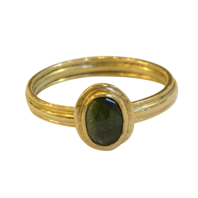 Gouden ring met groene toermalijn BLGK Edelsmeden